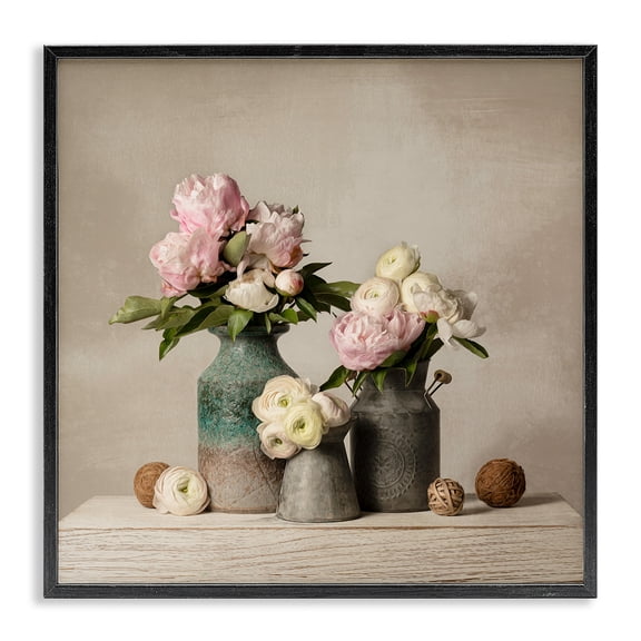Stupell Industries Traditional Three Spring Blooms Black Framed Giclee Art, 12 x 12, by Leah McLean