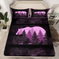 thumbnail image 2 of Homewish Bear Animal Full Size Sheets, Rustic Countryside Bed Sheets, Purple Wooden Plank Cabin Sheet Sets, Ultra Soft Bedroom Decor, 4 Pieces, 2 of 7