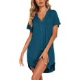 thumbnail image 3 of Ekouaer Women V Neck Button Down Nightgown, 3 of 5