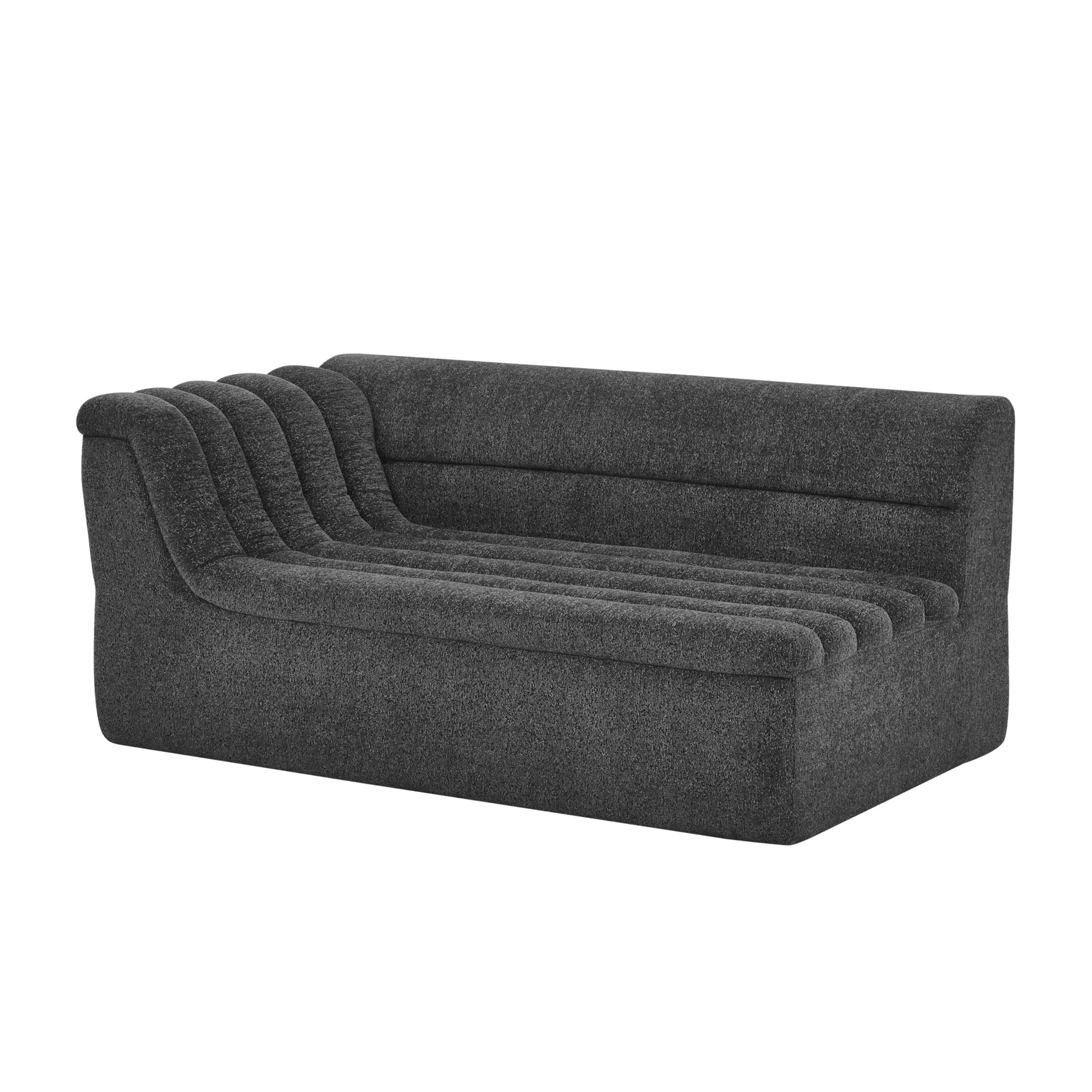 Noble House Arvion 106" L-Shaped Modular Sectional Sofa, Chenille Boneless Couch with Wave-Shaped Armrest, Black