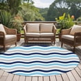 thumbnail image 4 of Round Rugs 5Ft, Navy Blue Grey Round Area Rug Washable Indoor Throw Carpet, Abstract Geometric Ocean Wave Stripe Soft Non Slip Circle Rug for Cabinet Bathroom Home Decor Aesthetic, 4 of 8