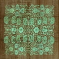 thumbnail image 1 of Ahgly Company Indoor Square Oriental Turquoise Blue Industrial Area Rugs, 7' Square, 1 of 4
