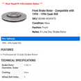 thumbnail image 2 of Front Brake Rotor - Compatible with 1994 - 1996 Saab 900 1995, 2 of 2