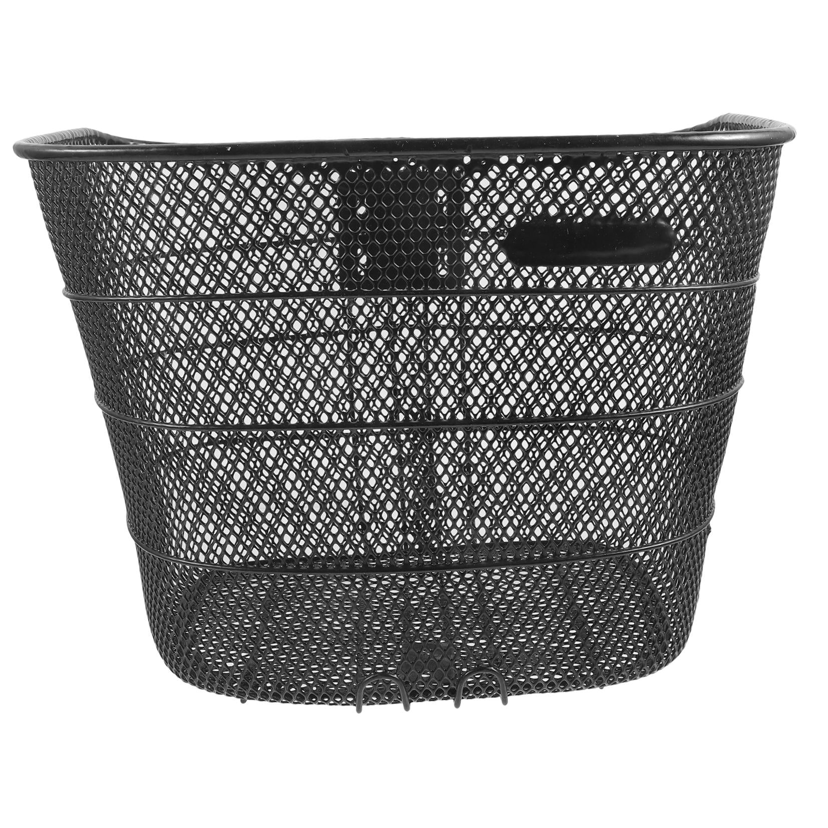 PTOOTP Black Metal Bike Front Basket Large Capacity Easy to Install Stable Storage