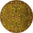 thumbnail image 1 of Ahgly Company Indoor Round Oriental Yellow Traditional Area Rugs, 5' Round, 1 of 4