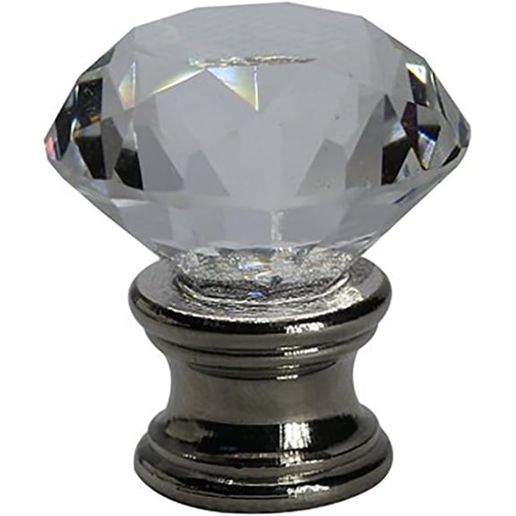 Urbanest Crystal Duchess Lamp Finial – 1-5/16 Inch Tall, Brushed Steel Base– Decorative Lamp Shade Finial for Table & Floor Lamps- 1 Piece