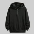 thumbnail image 2 of Txeol Men Quarter-Zip Pullover Hoodie Sweatshirt - Lightweight Fleece Lined Long Sleeve Hoodies with Pocket,Black,XL, 2 of 7