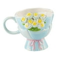 thumbnail image 4 of CoudarTitie Ceramic Coffe Mug Flower Mug 360 ml Artistic Cute Handmade Teacup for Cappuccino Blue, 4 of 9