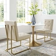 thumbnail image 2 of Side Dining Chair, Set of 2, Fabric, Metal Steel, Gold Beige, Modern Contemporary Urban Design, Kitchen Room Cafe Bistro Restaurant Hospitality, 2 of 4