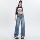 thumbnail image 1 of Vaqueros de pierna ancha retro americano para mujer primavera y otoño 2024 nuevos pantalones de pierna recta drapeados versátiles lavados de cintura alta de nicho, 1 of 5