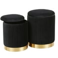 thumbnail image 2 of Marla Contemporary Nesting Pleated Ottoman Set in Gold Metal and Black Velvet by LumiSource, 2 of 5