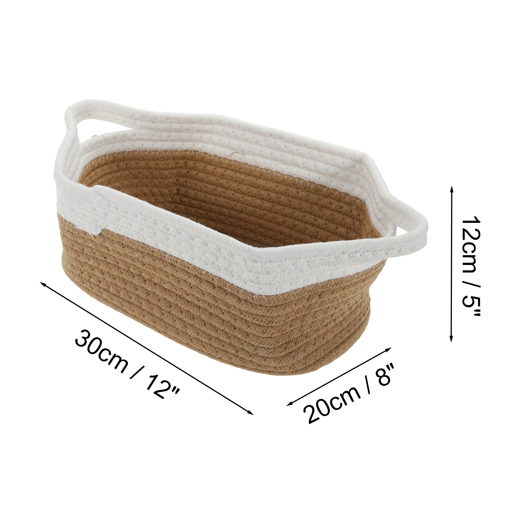 Unique Bargains Durable Woven Gift Decorative Basket Set 12x8x5 Inches Khaki, White