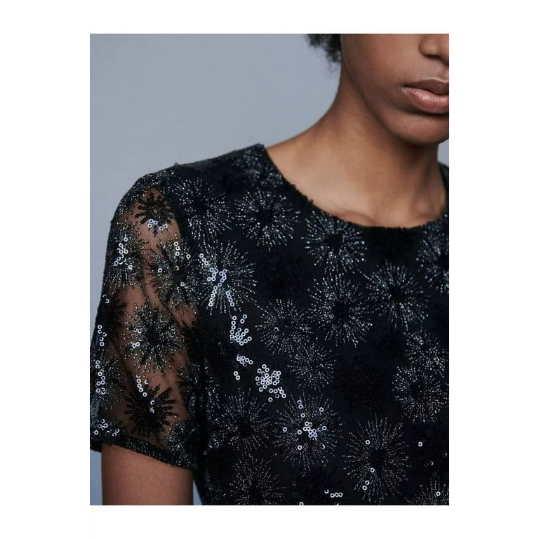 Maje BLACK Women s Rizia Embroidered Sunburst Pattern Midi Dress US 40 Walmart