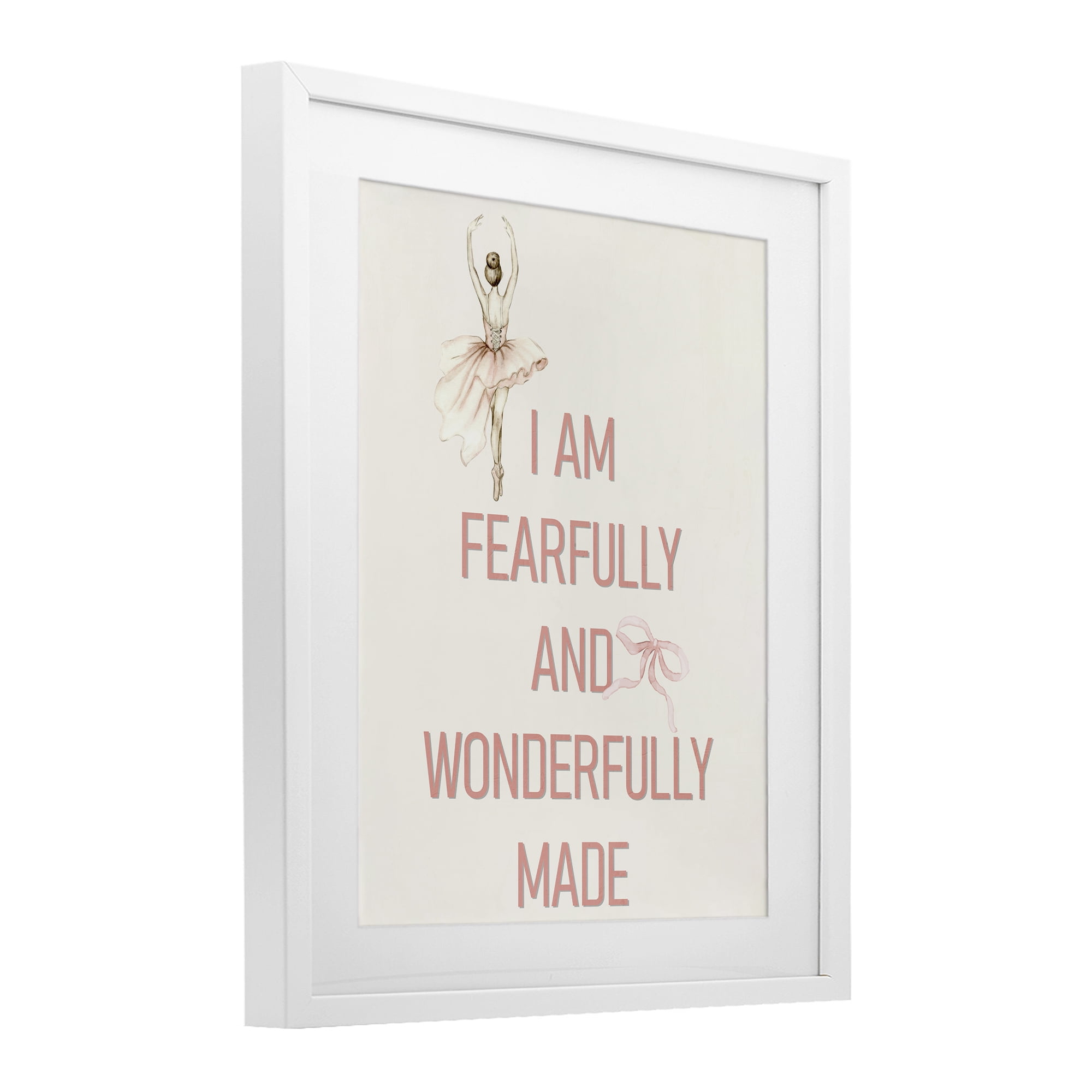 Wonderfully Made Ballerina White Framed Print Under Glass, design by Kim Allen