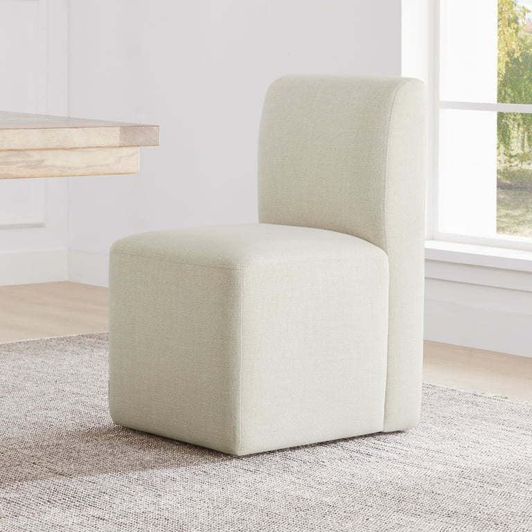 CHITA Modern Upholstered Armless Dining Chairs Set of 2 with Casters Linen Fabric Walmart