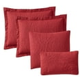 thumbnail image 4 of Clara Clark Home Quilt Set Bedspread - Ultra Soft Microfiber Embossed Grid Weave Pinsonic Lightweight - Quilted Comforter 5 Piece Bedding Set - 2 Pillow Shams, 2 Euro Shams - Queen, Burgundy, 4 of 4