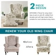 thumbnail image 3 of CHUNTIAN Wingback Chair Covers Slipcovers 2 Piece Stretch Wing Chair Covers Spandex Slipcovers Wingback Sofa Covers Armchair Covers Non-Slip Furniture Protector for Living Room Wingback Chairs, A13, 3 of 5