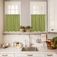 thumbnail image 3 of Sage Green Curtain Valances Set Olive Solid Color Kitchen Curtains 24&nbsp;inch Length Rod Pocket Valance and Tiers 3 Piece Set Small Bedroom Bathroom Laundry Decor, 3 of 9