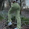thumbnail image 4 of LLYwey Workout Pants For Women Fashion Women Button Casual Loose Solid Trousers Pockets Zipper Long Pants Cotton Pants Female Long Pant Style H1171 Green-1 L, 4 of 7