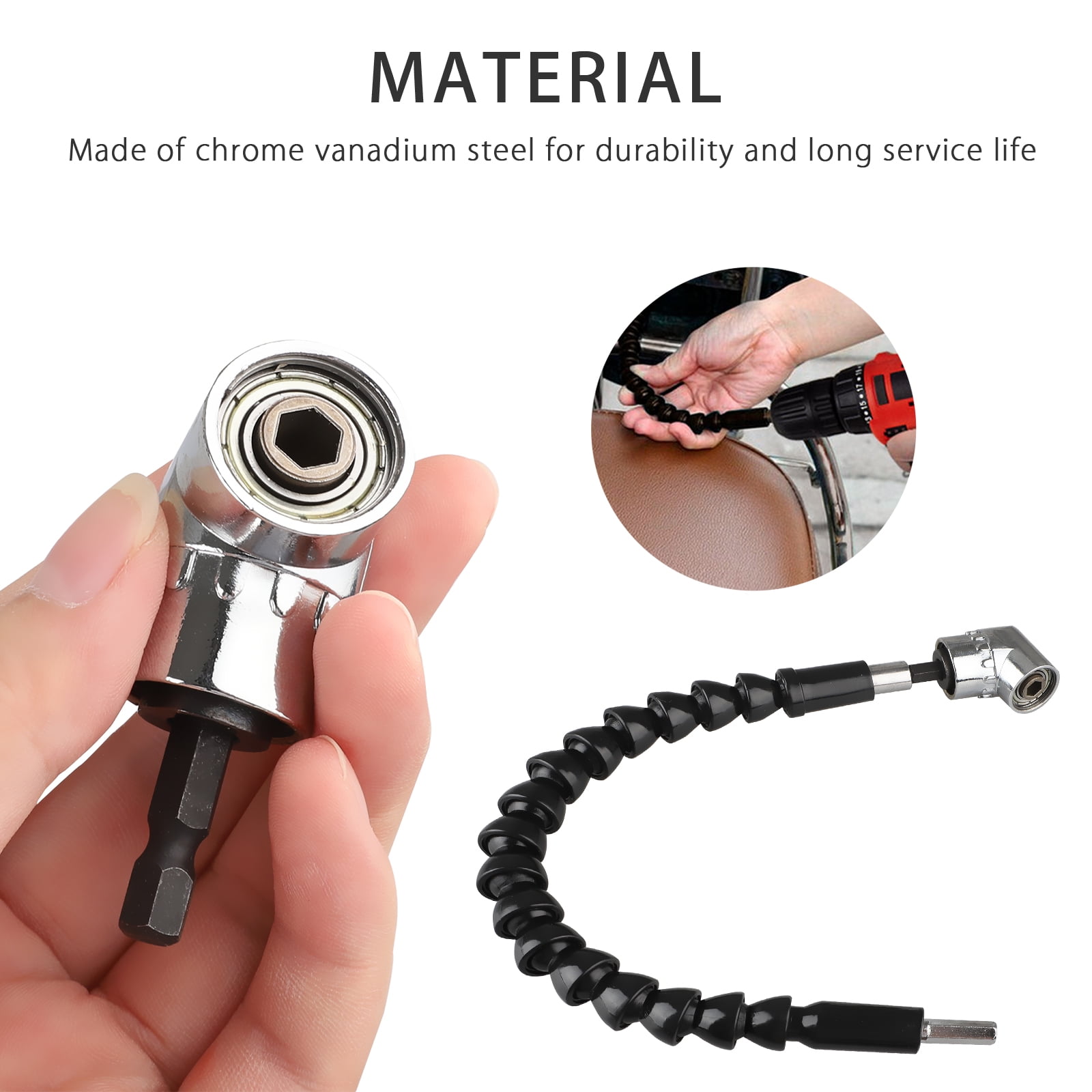 Right Angle 1//4/" Head Screw Driver Flexible Angle Extension Bit Tool Replacement