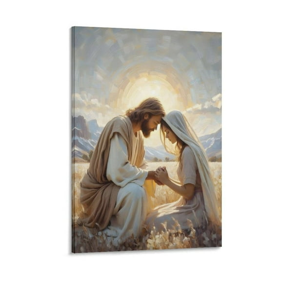 Jesus And Woman Wall Art - Jesus Healing Woman Painting - Bible Jesus Christ Art Wall Art Poster Gifts Bedroom Prints Home Decor Hanging Picture Canvas Painting Posters 16x24inch(40x60cm)