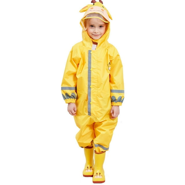 Iumwxz Children's Rain-Proof and Breathable Hooded Raincoat With Reflector Multicolor Polyester hometrends