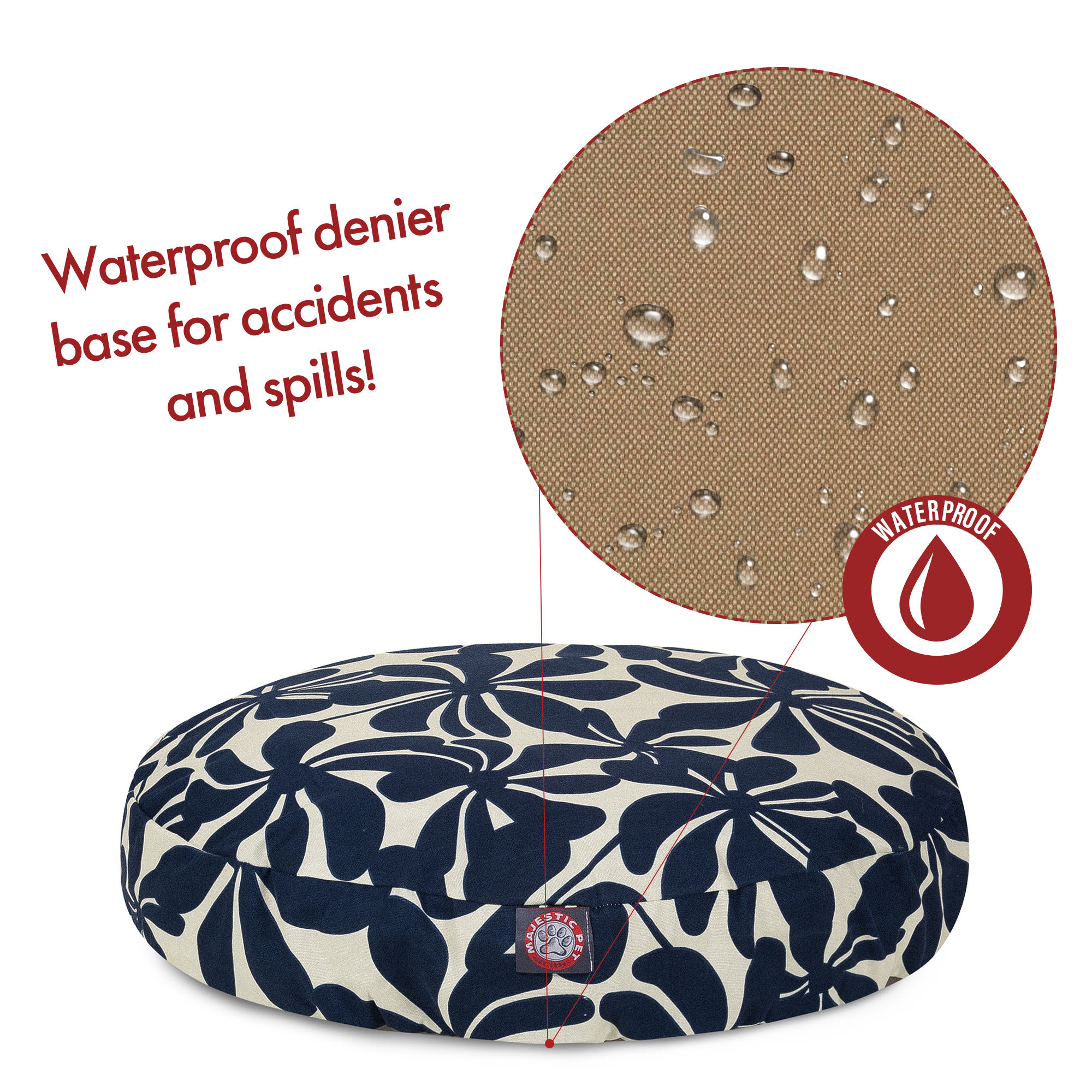 Majestic Pet | Plantation Round Pet Bed For Dogs, Removable Cover, Navy Blue, Small