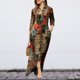 thumbnail image 4 of Vestido largo bohemio con cuello en V para mujer vestido Vintage dividido vestido camisero Retro para primavera y verano, 4 of 7