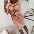 thumbnail image 3 of Lindreshi Long Sleeve Dresses for Women Women Long Sleeve Solid Color Jumper Pullover Sweatshirt Hoodie Hooded Dress, 3 of 9