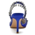 thumbnail image 5 of Women Pointed Toe High Heels Sexy Pumps Rhinestone chain Backless Satin Wedding Shoes, 5 of 6