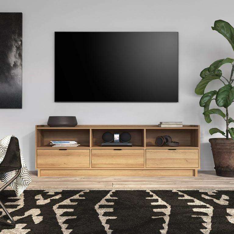 Prepac Simply Modern TV Stand Oak Storage Cabinet with DShelves Living Room Storage Cabinet 70.25 W x 22 H x 16 D Octr 1821 1