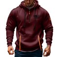 thumbnail image 2 of Dagegui Hoodies for Men Quarter Zip Pullover Sweatshirt USA Flag Pattern Sweatshirts Fleece Outdoor Running Athletic Tops with Pocket Wine L, 2 of 4