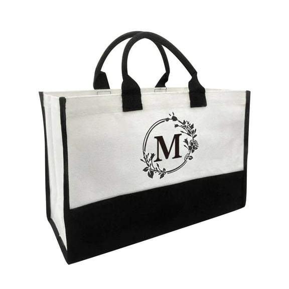 SPOORYYO Women's Fashionable Canvas Handbag with Personalized Letter Printing - Perfect for Beach, Shopping, and Daily Use