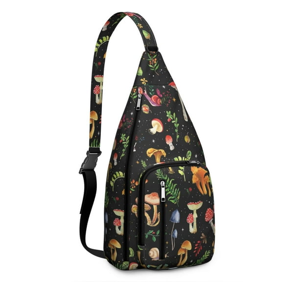 Waterproof Hiking Backpack Sling Bag for Women – Lightweight Crossbody Bags with Adjustable Strap, Multipurpose Chest Bag for Travel, Outdoor Adventures & Everyday Use – Boho Vintage Mushroom Design