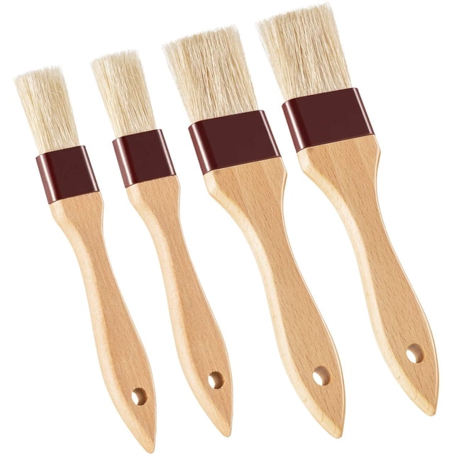 brochas para repostería, brocha para aceite con cerdas de jabalí y mangos de madera de haya, brocha para aceite de barbacoa para untar mantequilla, brocha para hornear (1 pulgada, 1 1/2 pulgadas) Vhermosa