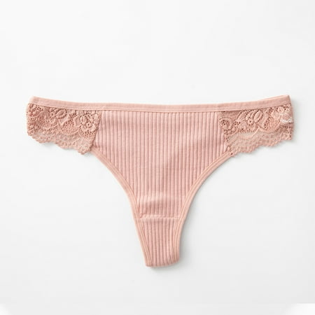 Summer Savings  Women s Cotton Thong Underwear  Low Waist  Lace Crotch  Soft Comfort  Seamless Design  Daily Wear  Breathable  Undergarments  Plus Size Womens Pants | Pink L  Sopatenor