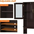 thumbnail image 6 of YYEAN  Over The Toilet Storage Cabinet, Free Standing Toilet Rack with Adjustable Shelves and Tempered Glass Doors for Bathroom Washroom, Espresso, 6 of 10