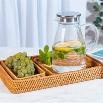 Jierger Handicraft Autumn Vine Storage Basket Drawer Woven Tray Basket Table Top Fruit Basket Key Plate Wooden Bag Organizer Drawer 4.3x8.3in