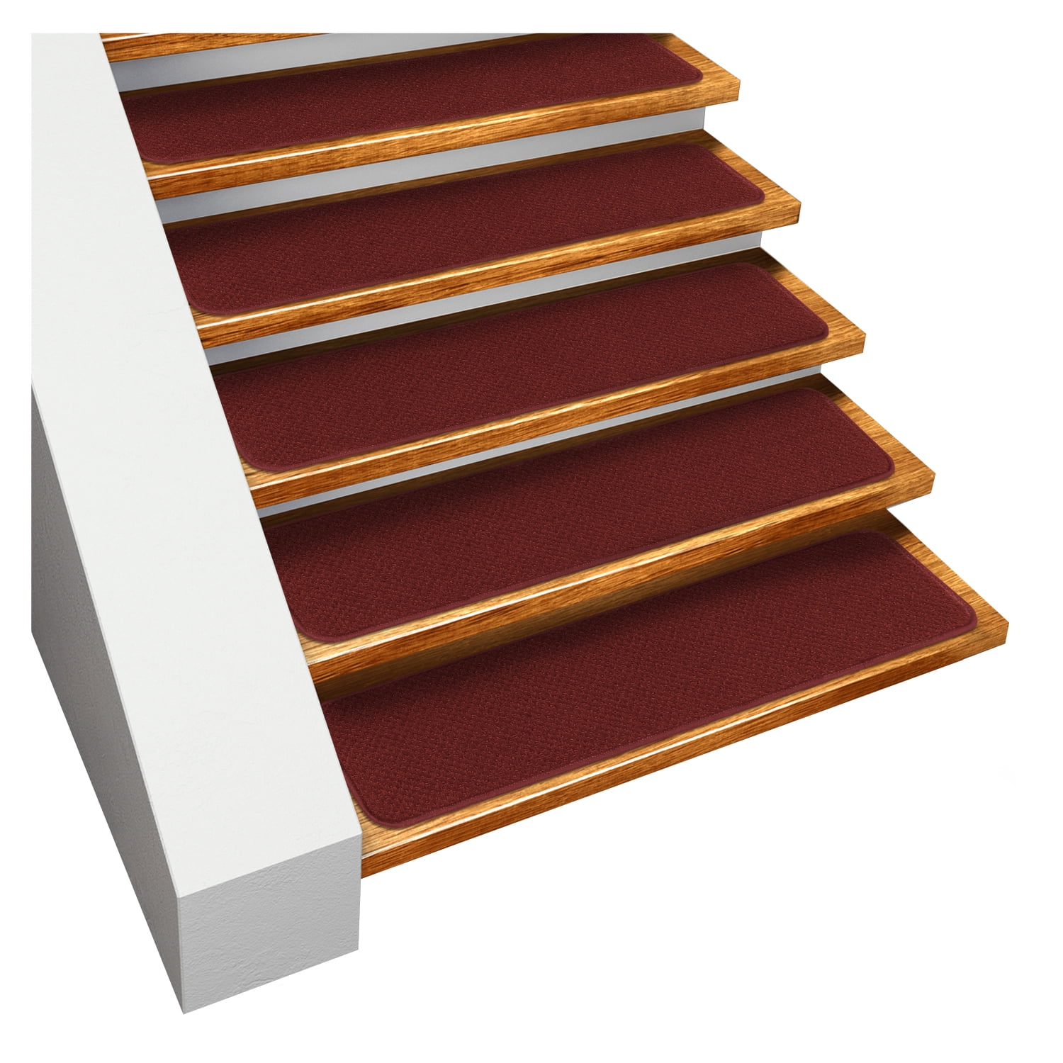 Set of 15 SkidResistant Carpet Stair Treads Burgundy Red 8 Inches