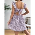 thumbnail image 5 of Women Floral Mini Dress Square Neck Ruffle Shoulder Back Tie A Line Sundress XL, 5 of 9