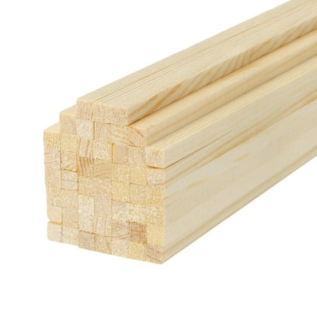50Pcs Square Wooden Sticks, 1/4x8" Dowel Rod Unfinished Hardwood Stick Craft for DIY Crafts