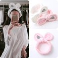 thumbnail image 2 of Veeki 2pcs Fashion bow hair band girl makeup wash hair band rabbit ears hair band headband hair accessories suitable for face makeup SPA mask hair band (2)-0518, 2 of 4