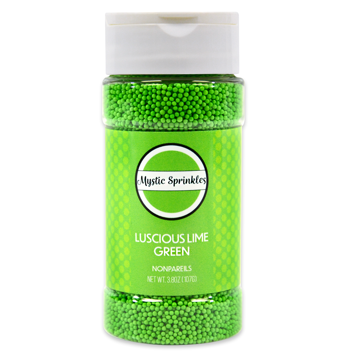 Mystic Sprinkles Luscious Lime Green Nonpareils 3.8 Ounce Bottle - image 2 of 4
