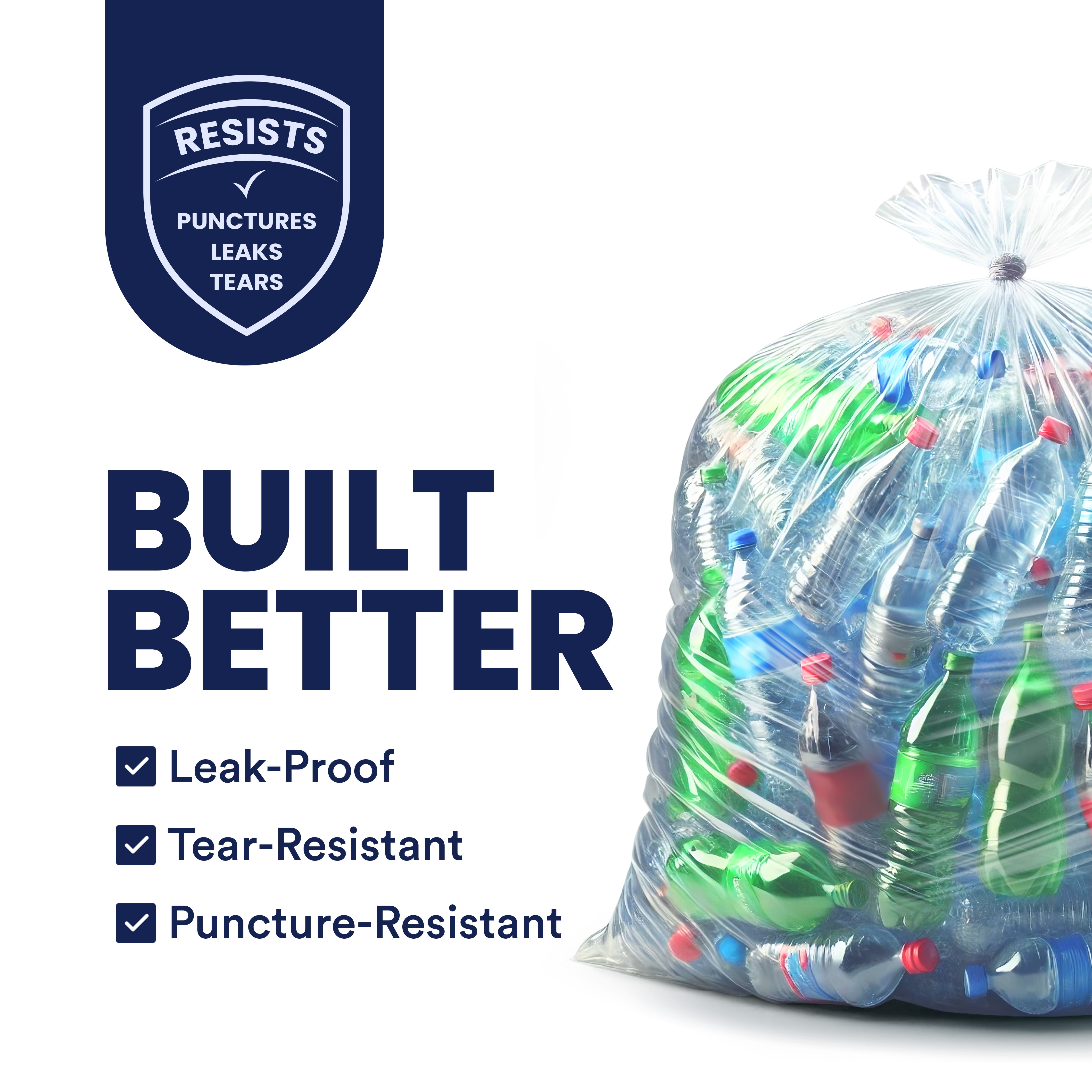 Plasticplace 55-60 Gallon Trash Bags │ 2 Mil │ Clear Heavy Duty Garbage Can Liners │ 38” x 58” 1 Count (Pack of 50)