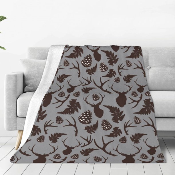 Fotbe Brown Moose with Pinecones Manta de Franela Acolchonada con Estampado, Súper Suave y Esponjosa, Extra Grande para Sofá, Cama, Uso Todo el Año-60"x50"