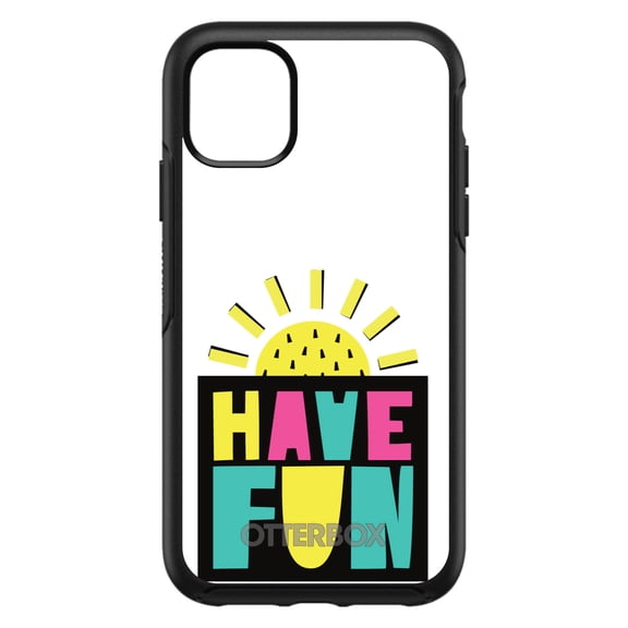 DistinctInk OtterBox Symmetry Custom Case for Apple iPhone 15 (6.1" Screen) - Have Fun Yellow Teal Black - Raised Bezel Screen Guard