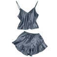 thumbnail image 4 of HCYSFG Women's Satin Pajama Sets 2 Piece V Neck Sleeveless Spaghetti Strap Cami Top Shorts Sleepwear Pjs Set, 4 of 4