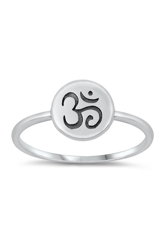 Om Spiritual Religion Ring .925 Sterling Silver Band Jewelry Female Male Unisex Size 5