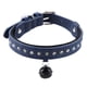 thumbnail image 2 of Collar para perro y gato, collar con diamantes de imitación, correa para el cuello para cachorro de cuero PU con campana (azul marino XS), 2 of 8