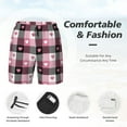 thumbnail image 3 of Yiaed Heart Plaid Print Mens Swim Trunks Bathing Suit Compression Liner Beach Swim Shorts Swimwear Quick Dry Zipper Pocket No-Chafing Board Short-, 3 of 6